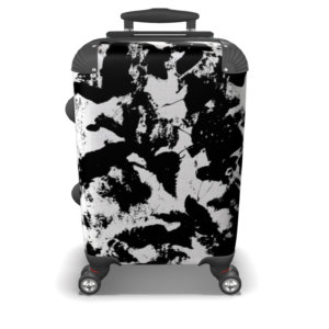 black and white carry on bag